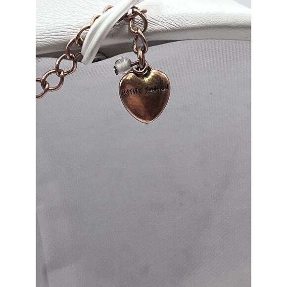 Betsey Johnson Pink Rose Gold-Tone Woven Charm MultiChain Necklace New with Box - Picture 13 of 15